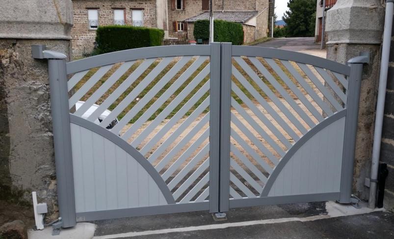 Portail Palace modèle I - Lames de 100 mm verticales + barreaux - Bi-coloration