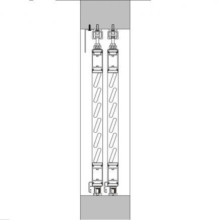 Vue de coté double voies sous linteau